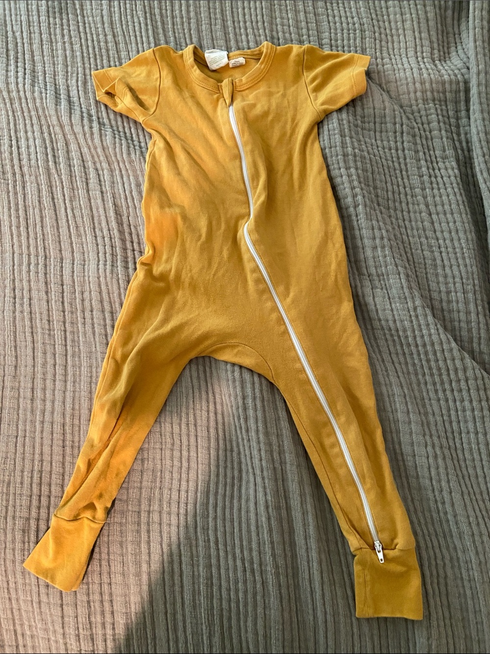 Parade Organic Mustard Yellow Zip-Front Kids One-Piece 18-24 months